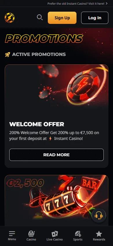 Instant Casino mobile promotions and loyalty rewards